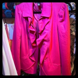 Magenta pink INC ruffled blazer-jacket